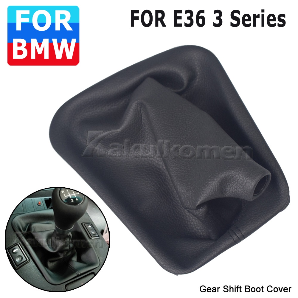 Manual Shift Gear Stick Cover Boot Black Leather Boot Frame For BMW E30