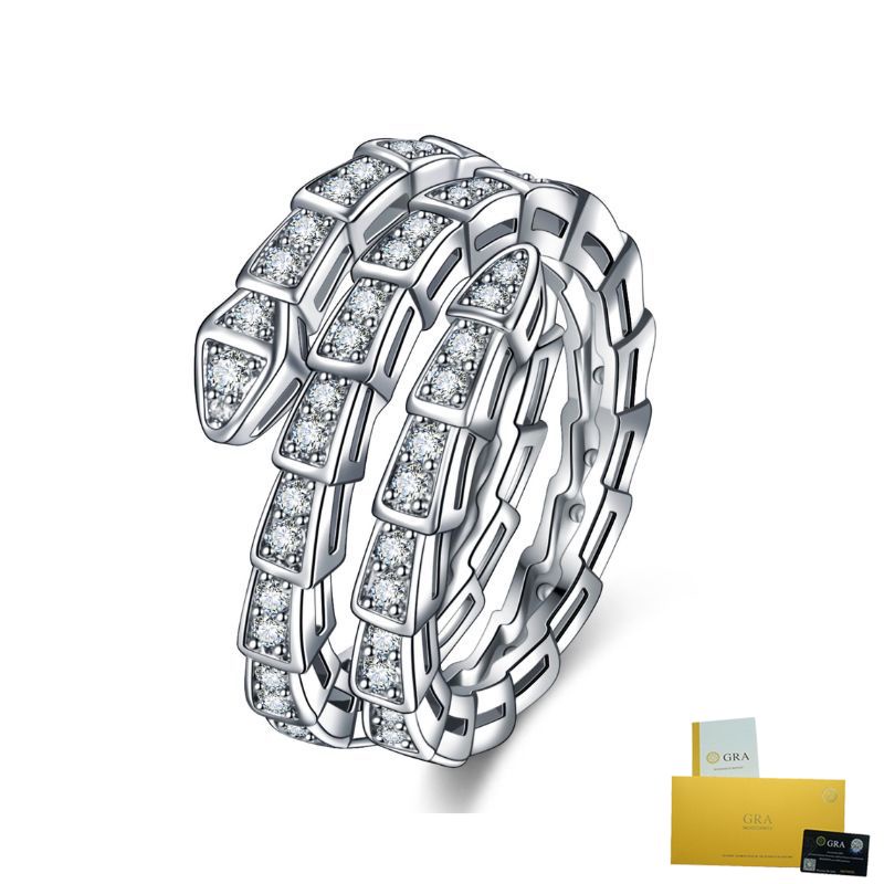 [with Gra Certificate] Sparkling White Diamond Snake Ring Luxury 18K
