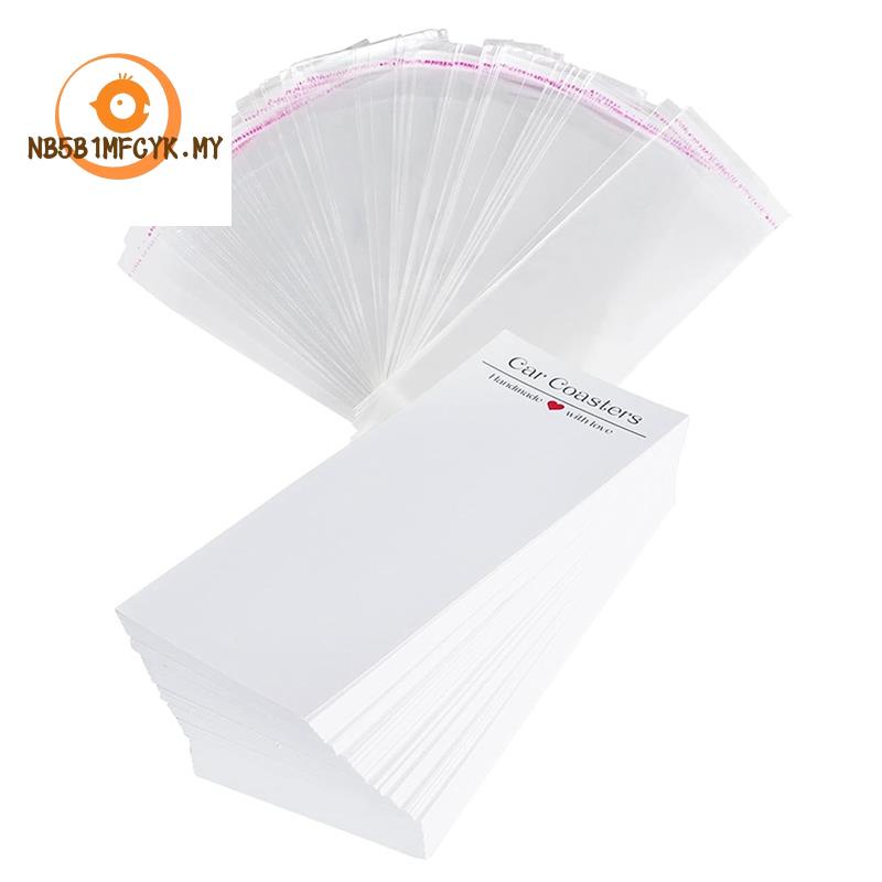 100Pcs Car Coaster Packaging for Selling, Sublimation Car Coasters Cards  with 100Pcs Bags, Sublimation Replacement Parts Accessories