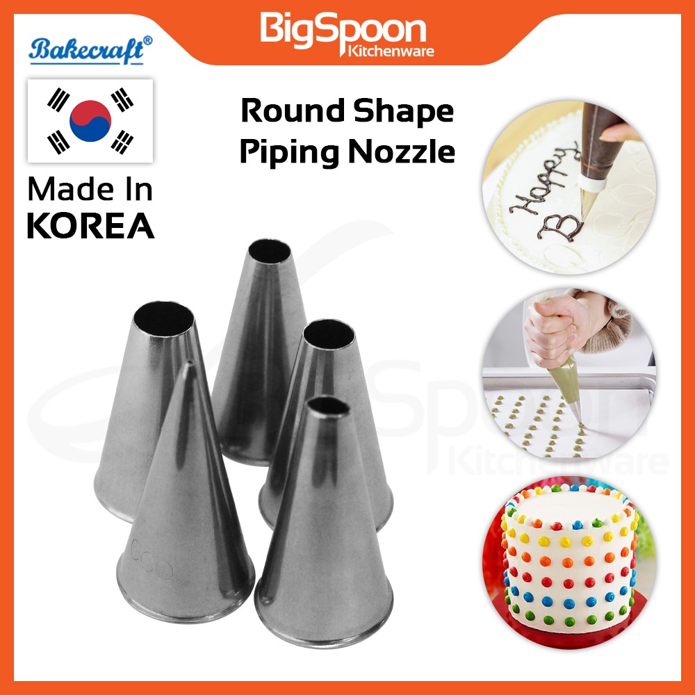 BAKECRAFT Round Nozzle Stainless Steel Icing Piping Nozzle | Piping Tip ...