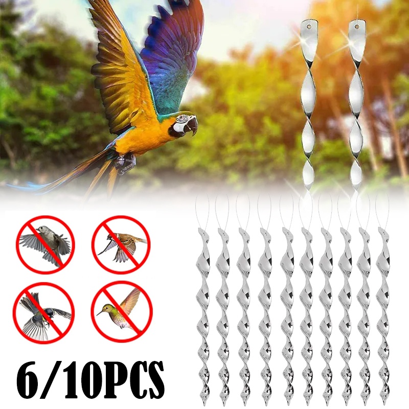 Bird Repellent Reflective Scare Rods Bird Spikes Hanging Spiral Shape