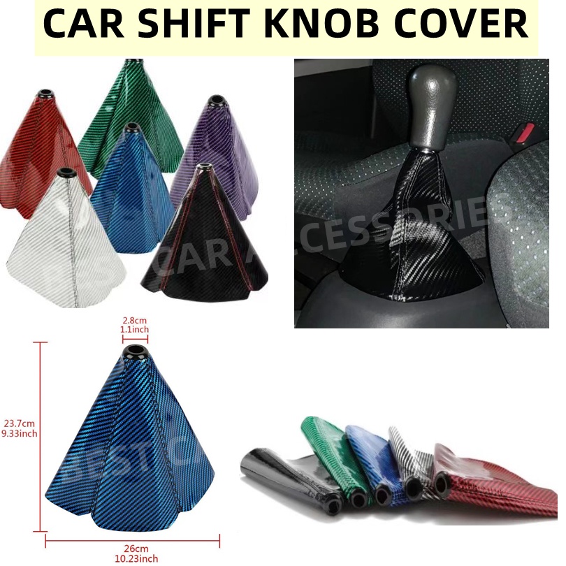 Universal Car Gear Knob Cover Carbon Fiber PVC LEATHER Cover Gear Shift