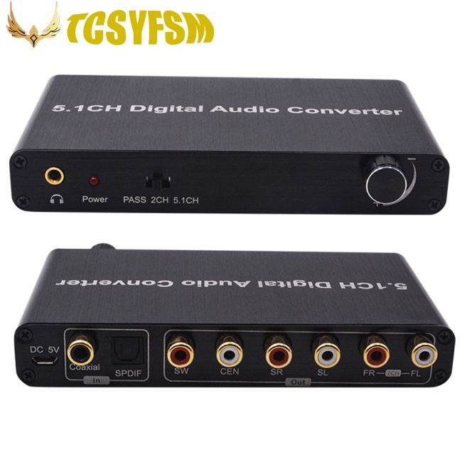 Tcsyfsm 5.1CH Digital Audio Converter SPDIF Input To 5.1 Channel Audio