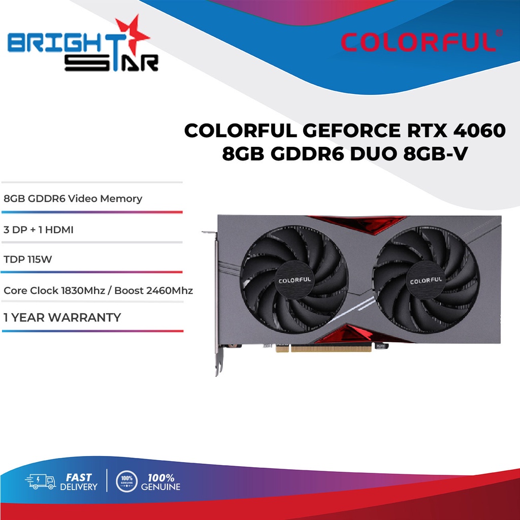 COLORFUL GEFORCE RTX 4060 8GB NB DUO 8GB-V GDDR6 Graphics Card | Shopee ...