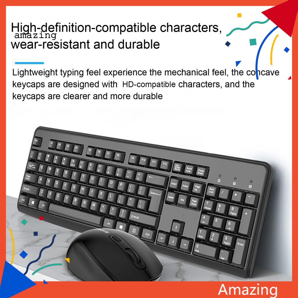 [AM] KM63 Wireless Keyboard Mouse Set Ergonomic Mechanical Feel Battery