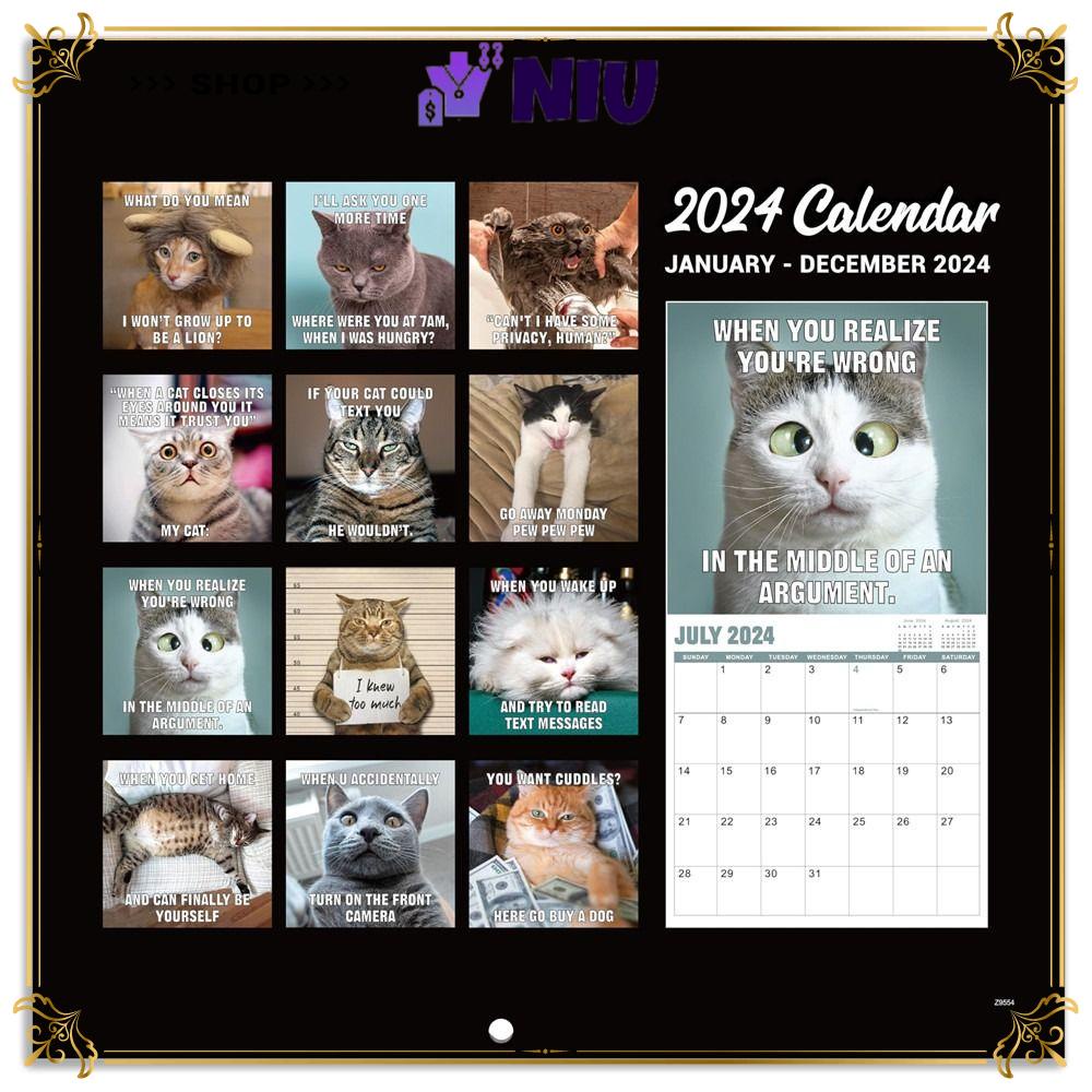 NIU 2024 Wall Calendar, Painting Monthly Calendar Monthly Hanging ...