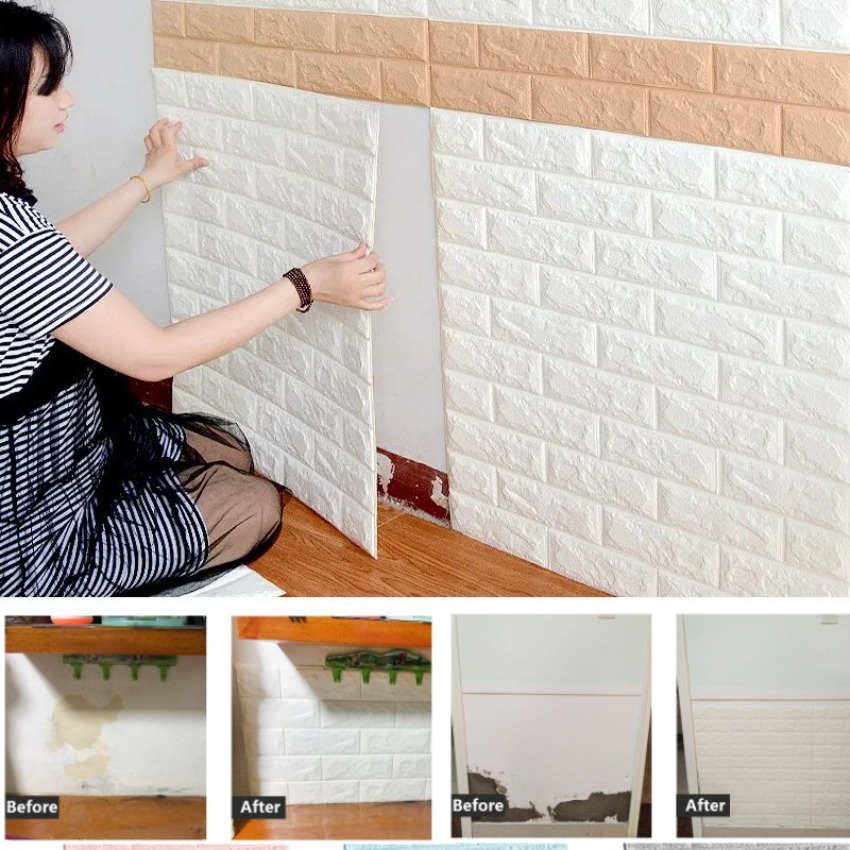 2024 New 3D Wall Stickers Imitation Brick Bedroom Decor Waterproof Self