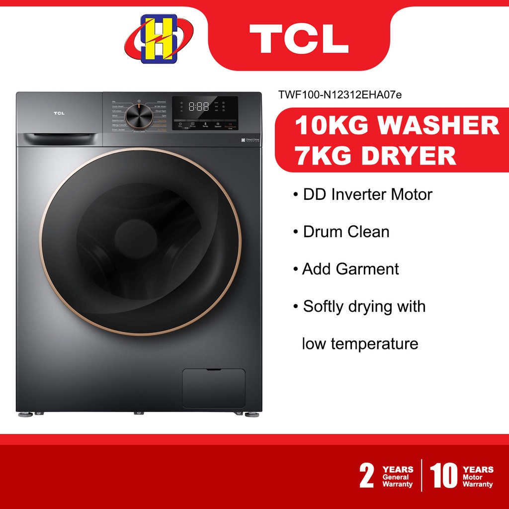 TCL Washer & Dryer (10kg/7kg) DD inverter motor Drum Clean