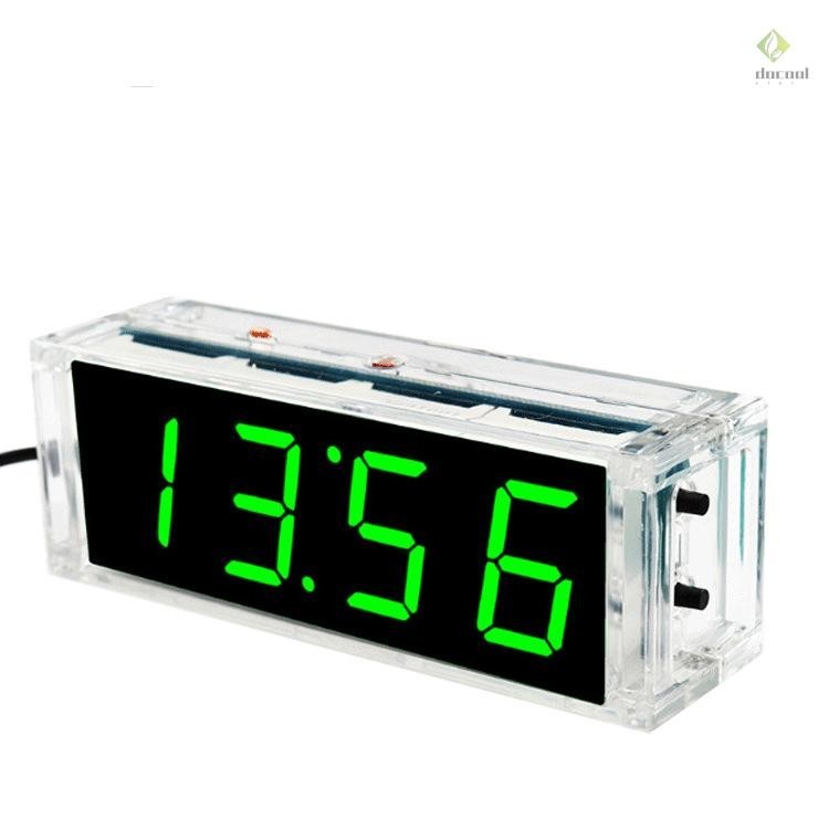 Compact 4-digit DIY Digital LED Clock Kit Light Control Temperature ...