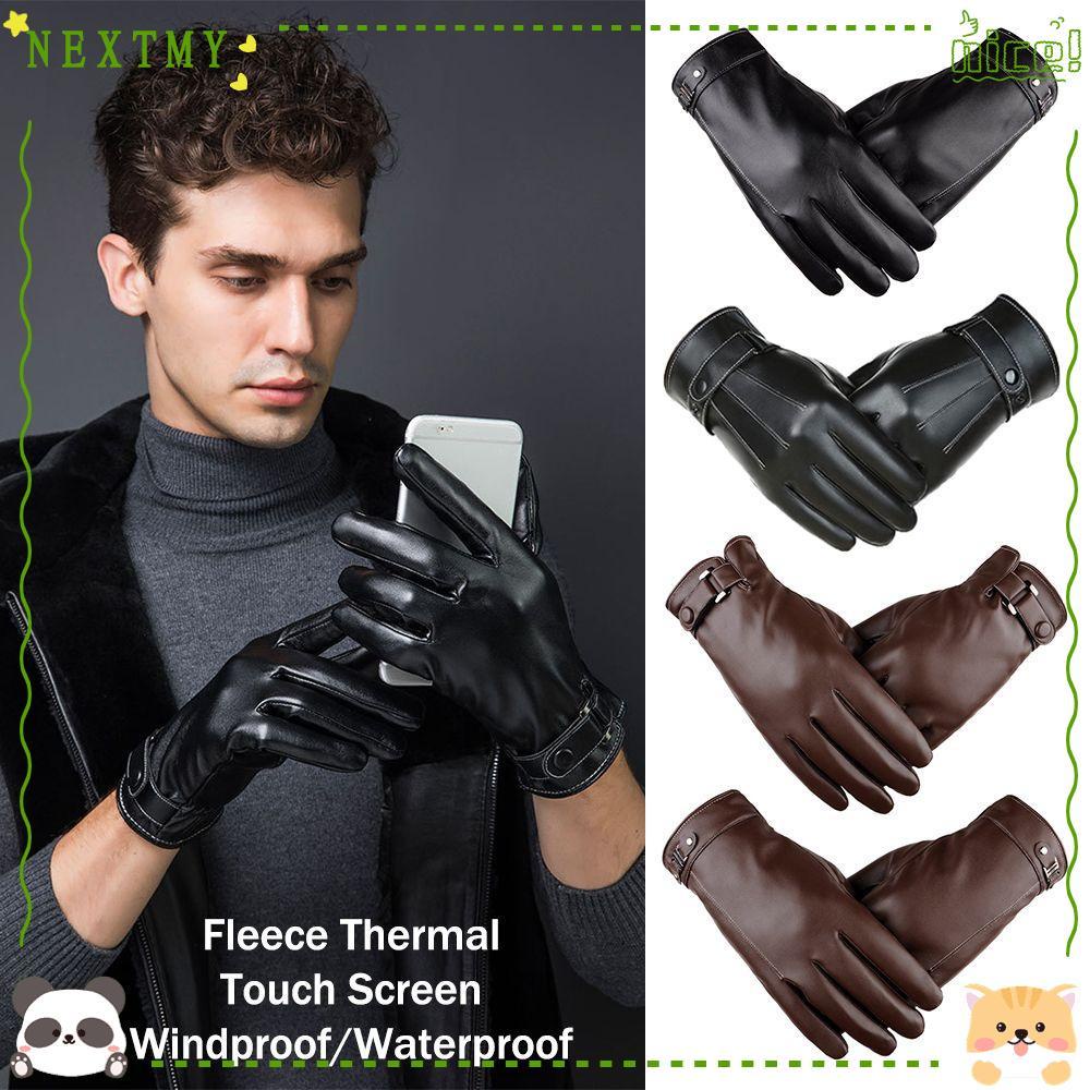 NEXTMY Leather Gloves Winter Warm Waterproof Full Finge Driving Gloves
