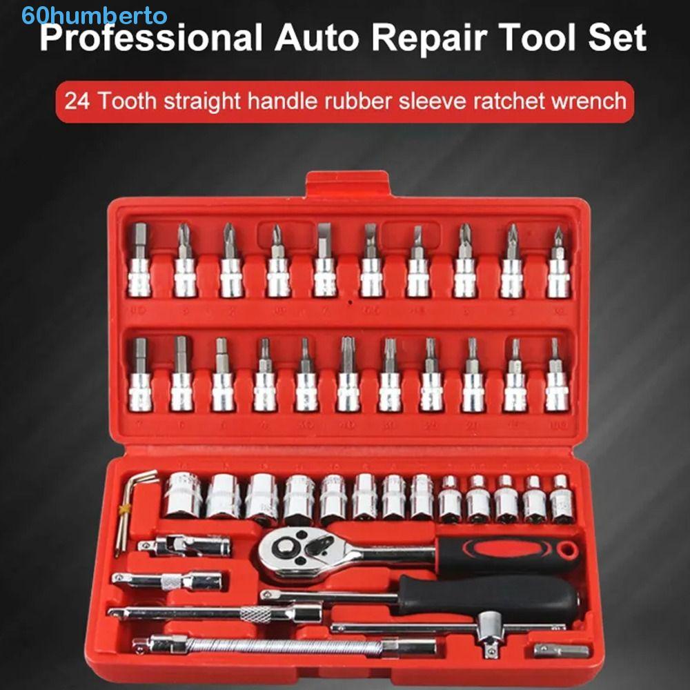 HUMBERTO 46pcs Socket Combination Tools, Screwdriver Ratchet Torque Car