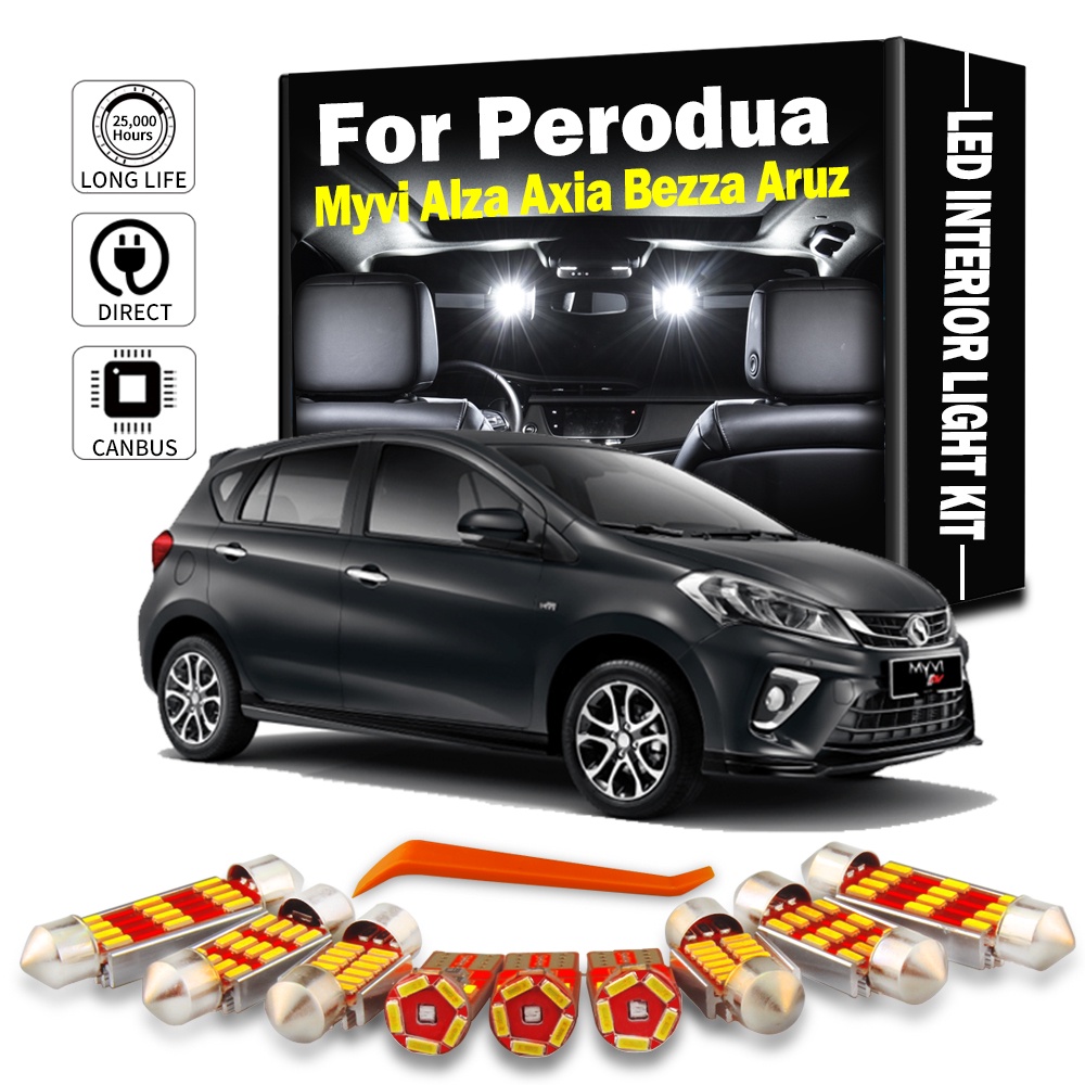 Canbus LED Bulbs Interior Map Dome Trunk Reading Light Kit For Perodua Myvi Alza Axia Bezza Aruz