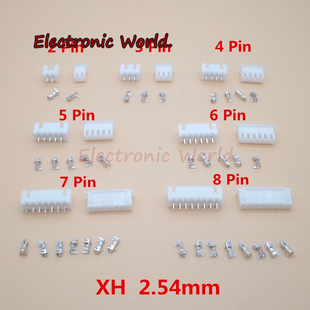 20 Kits XH 2.54mm 2/3/4/5/6/7/8/9/10/12pin JST Connector Plug Male ...