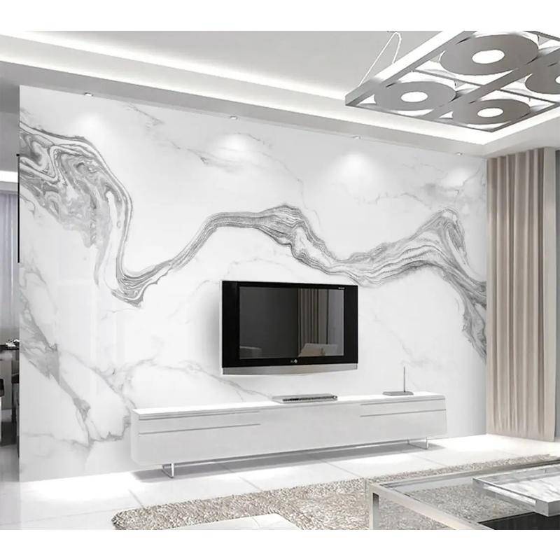 Custom White Marble Photo Mural Wallpapers 3d For Living Room Corridor ...