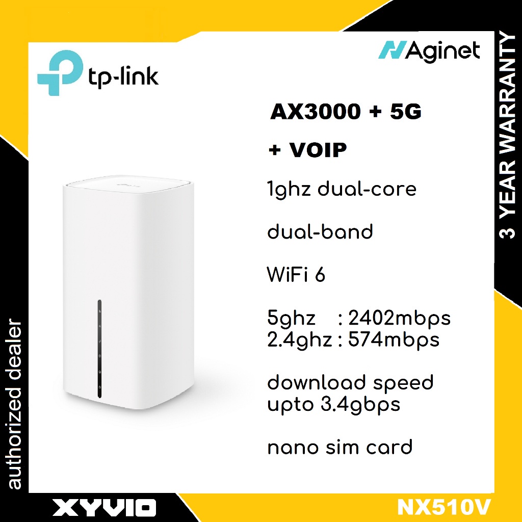 TPLINK NX510V 5G Modem with VOIP Telephony Router WiFi 6 DualBand SuperFast Modem