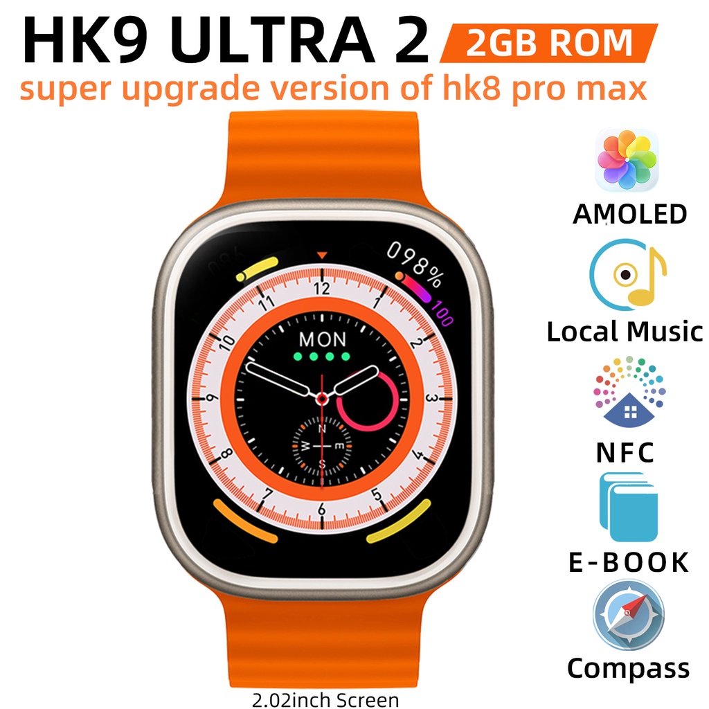 2023 HK9 Ultra2 AMOLED Smartwatch 2GB AI Smart Watch Faces Compass