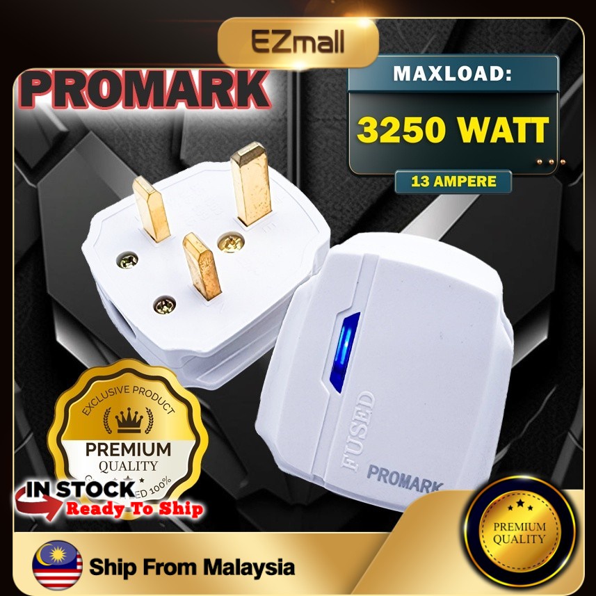 Promark 13A Bakelite UK Plug Top Kepala Plak 3Pin with LED Indicator ...