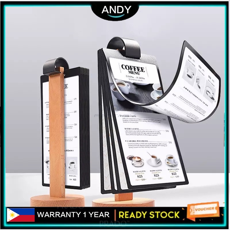 Wooden Page Turning Table Card A4 Display Board Milk Tea Shop Dessert ...