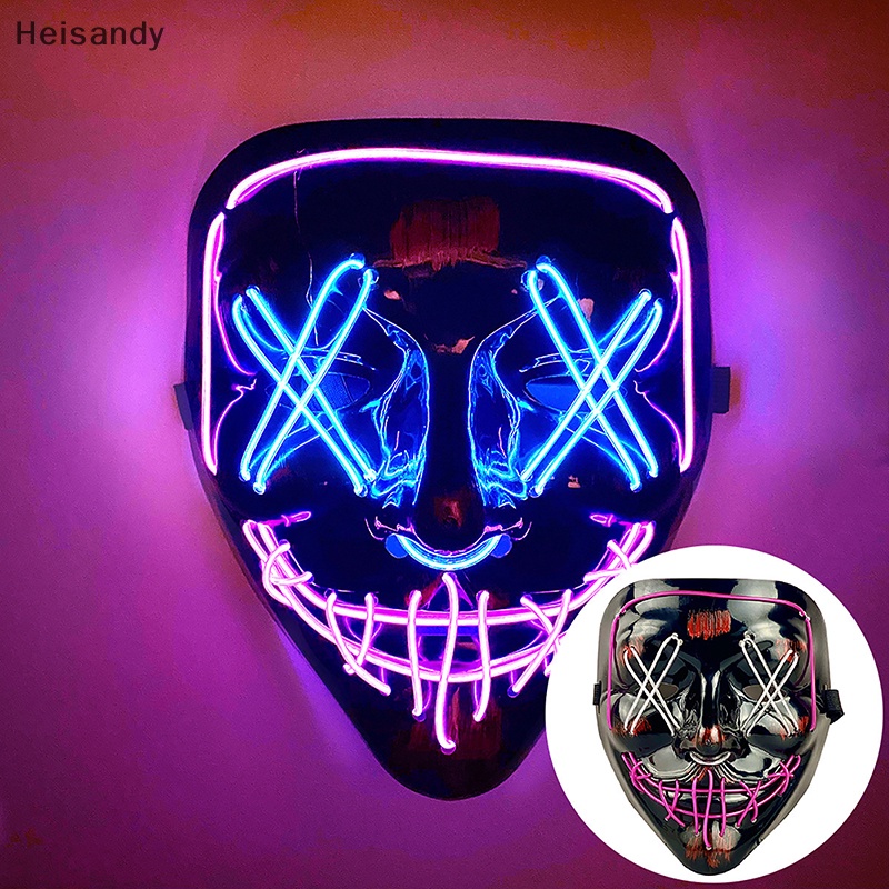 [Hei] Halloween Neon Led Purge Mask Masque Masquerade Party Masks Light