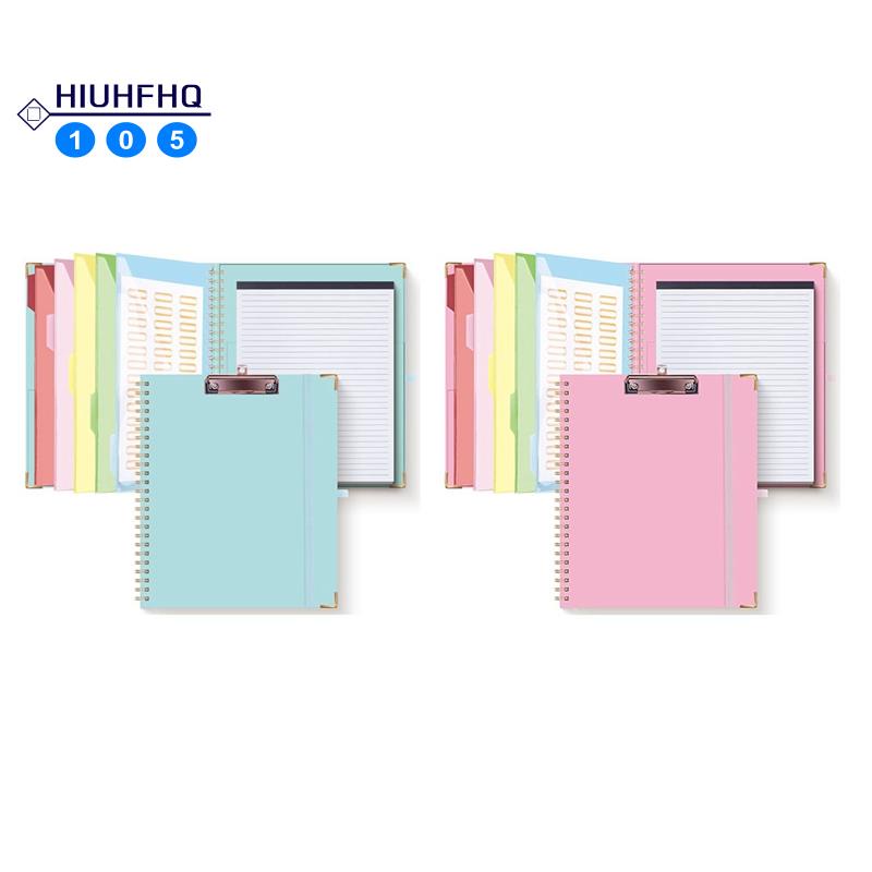 Clipboard Folio,5 Dividers with 10 Pockets, Elastic Pen Holder and