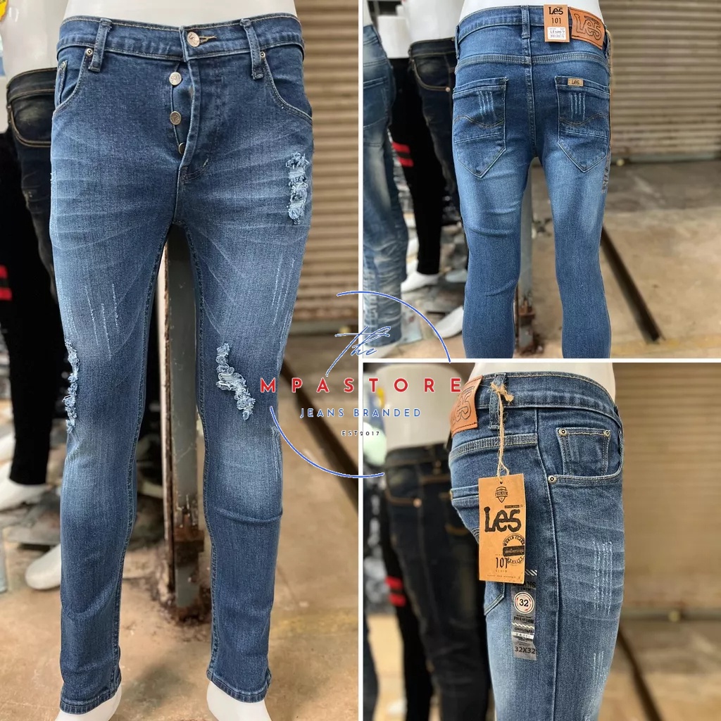 Seluar Jeans Skinny Lee Tag Koko   Jeans Koyak Skinny Kain Getah 