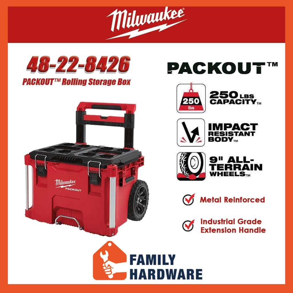 MILWAUKEE 48-22-8426 PACKOUT™ Rolling Tool Box Tool Storage With Roller ...