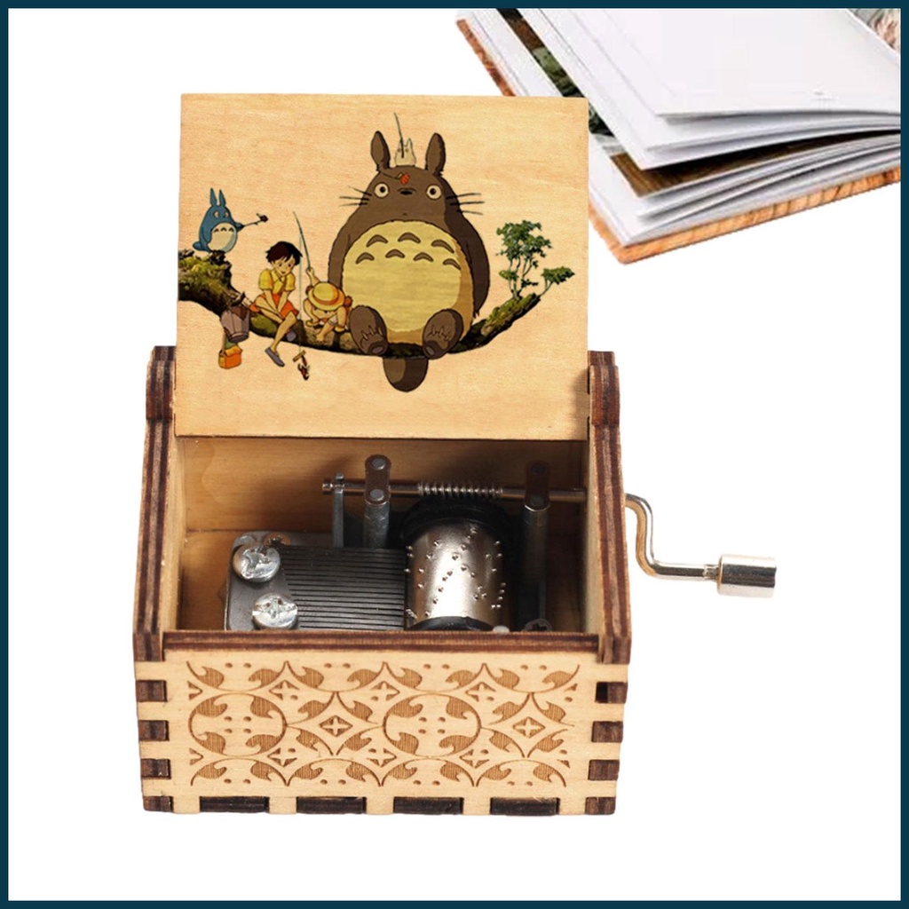 Engraved Music Box Wooden HandCranked Carved Retro Music Box Birthday