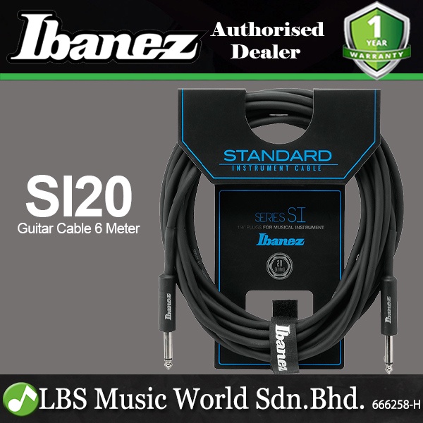 Ibanez SI20 6 Meter Instrument Guitar Cable 2 Straight Plug - 20ft (SI ...