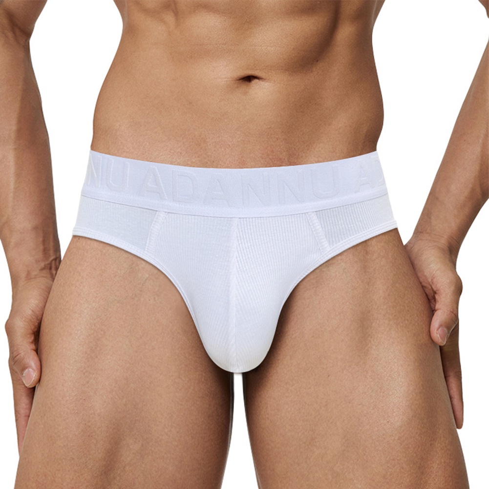 Men Low-Rise Briefs Soft U Convex Pouch Underpants Briefs Low-Rise Panties  White M
