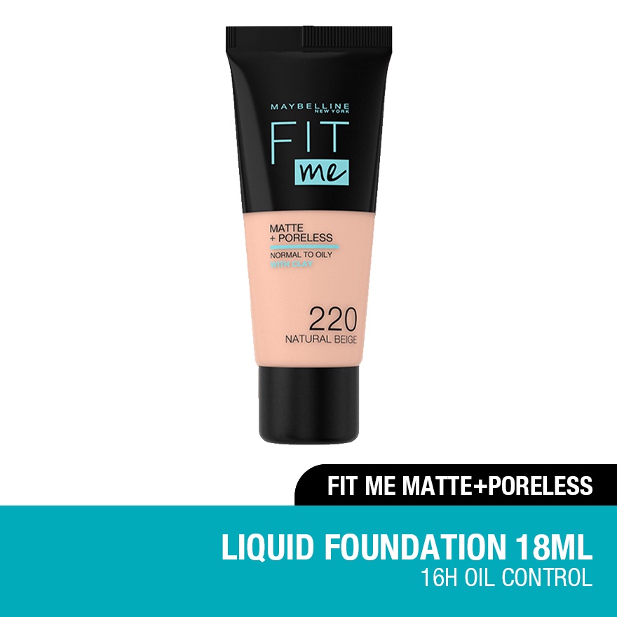 Maybelline New York Fit Me Matte+Poreless Liquid Foundation 16H Oil Control  - 220 Natural Beige