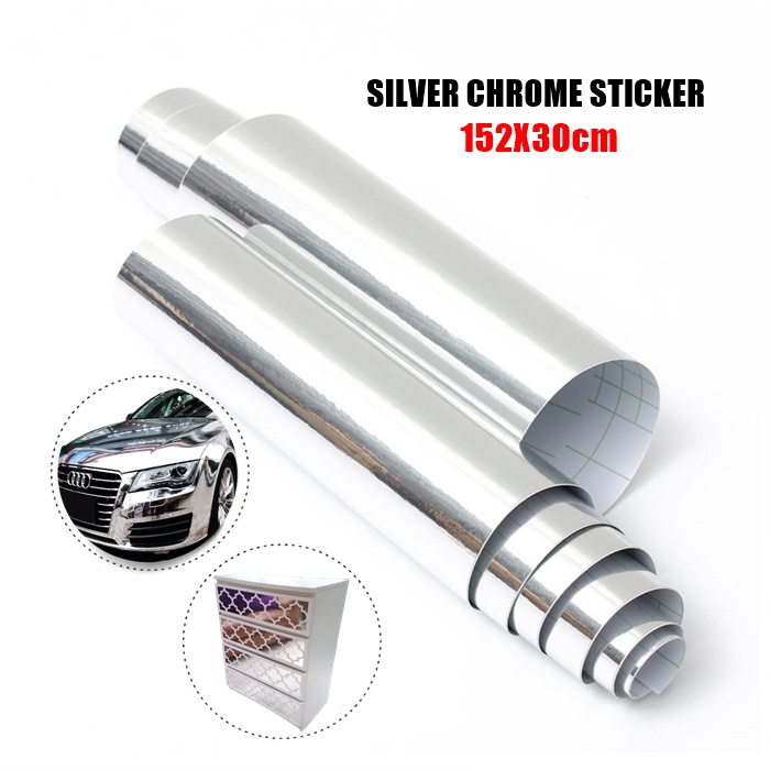 Silver Chrome Sticker Door Lining Glass Moulding Car Wrap Sticker