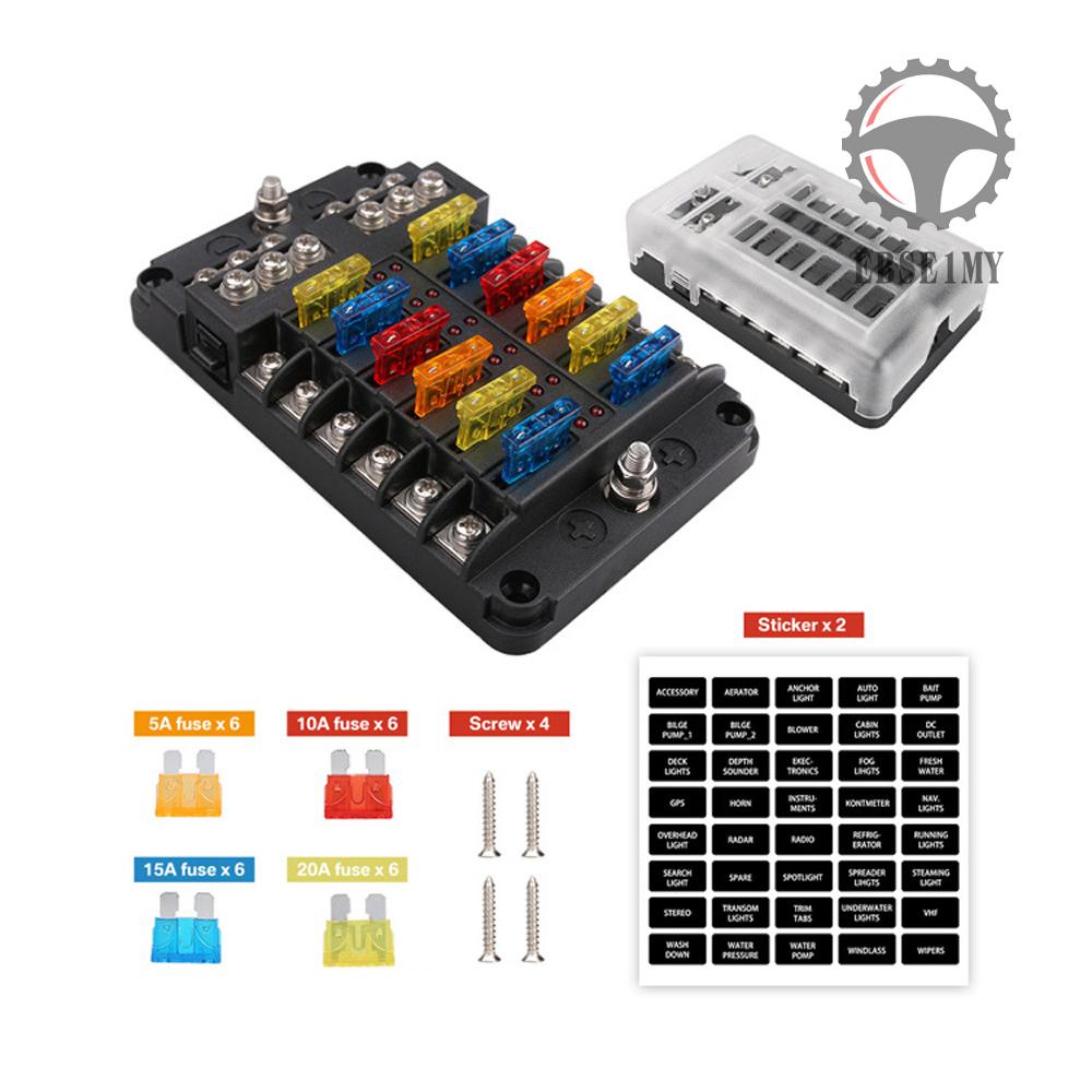 Universal 12 Ways Fuse Block Car Fuse Holder With Negative Electrode