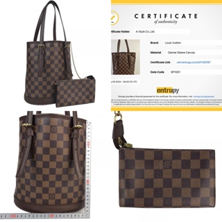 Louis Vuitton Damier Ebene Marais Bucket Bag with Pouch N42240