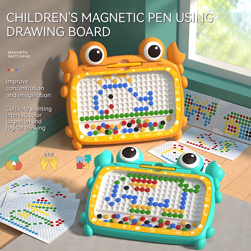 RAINBOW TOYFROG Magnetic Drawing Board - Push Peel Sensory Activity Board For Kids Ages 4-8 - Perfect Travel Toy, Magnetic Doodle Board For Kids Travel Activities