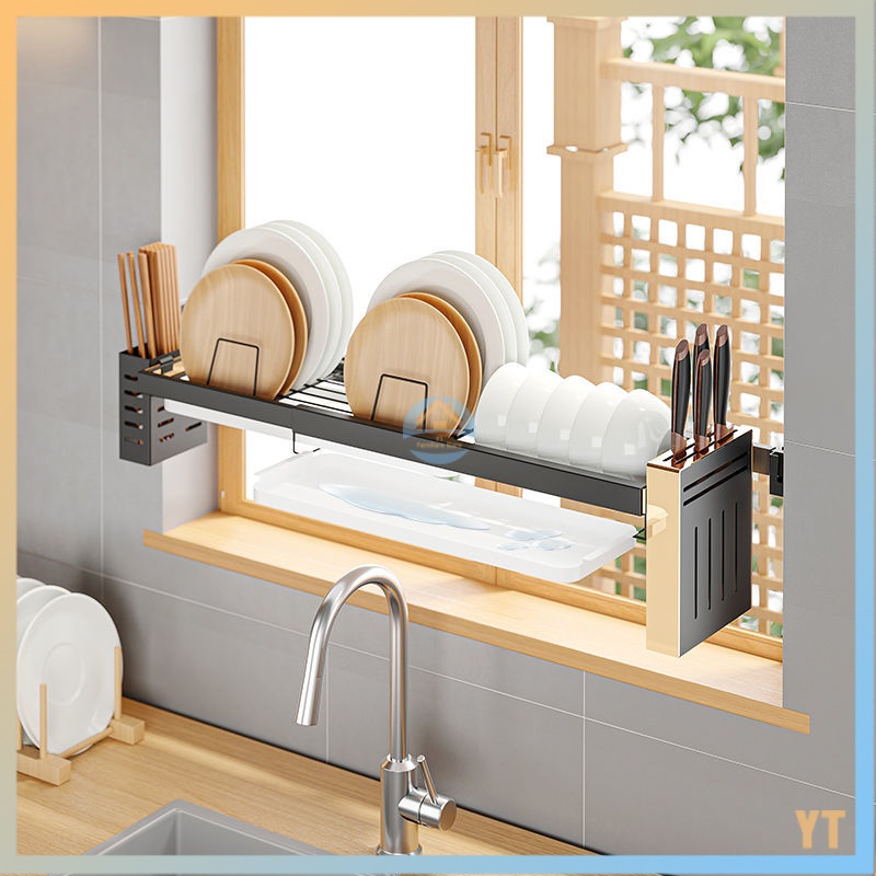 Retractable kitchen windowsill shelf household sink above the dish ...