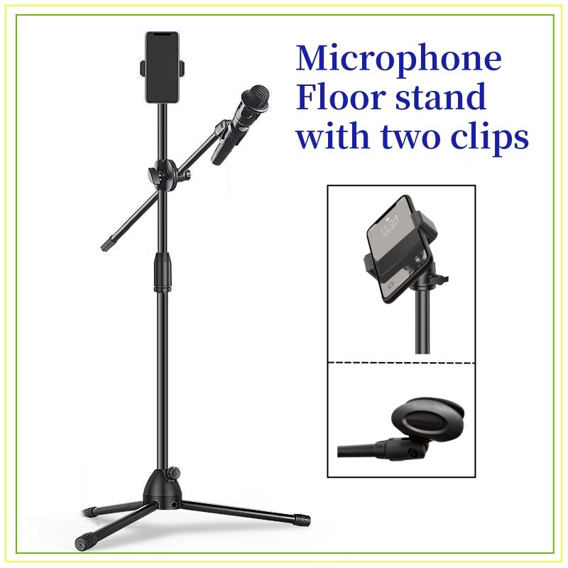 Microphone Stand Holder Height adjustable foldable Microphone Floor
