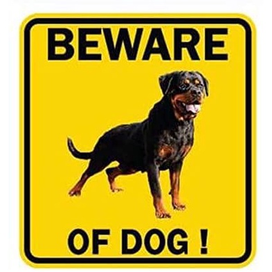 OTA decor Beware of Dog Rottweiler Yellow Sign Symbol Logo Picture ...