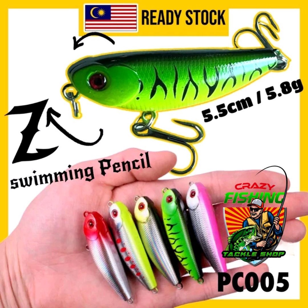 Crazy《PC005》Z swimming Pencil Top Water Lure 5.5cm/5.8cm Gewang