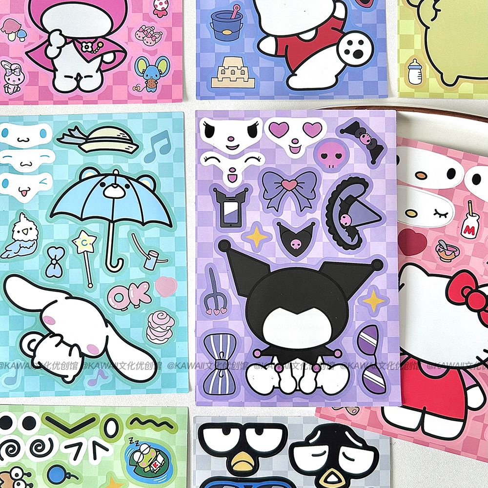 Ready Stock 8 Cute Sanrio Assembled Stickers Cartoon Kuromi Melody ...