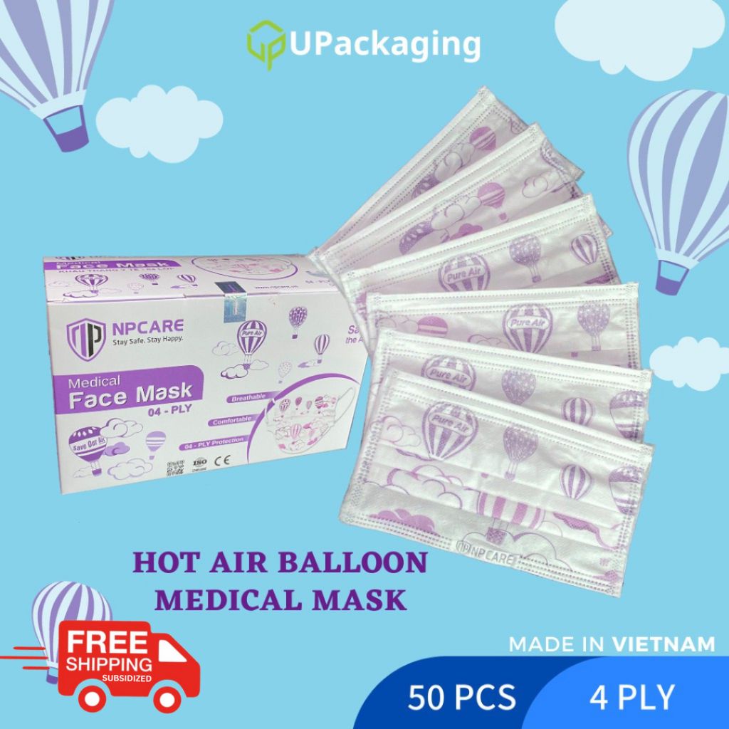 [50 Pcs] NPCARE MASK HOT AIR BALOON 4 Ply Medical Face Mask Disposable ...