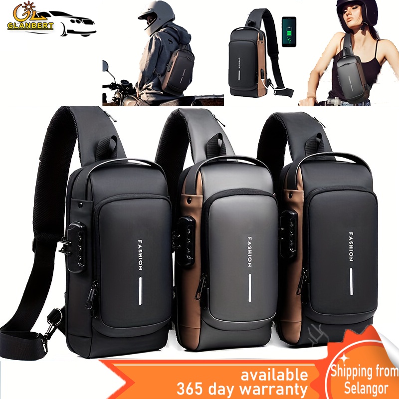 USB With Combination Lock Bag Men Multifunction Single Shoulder Bag