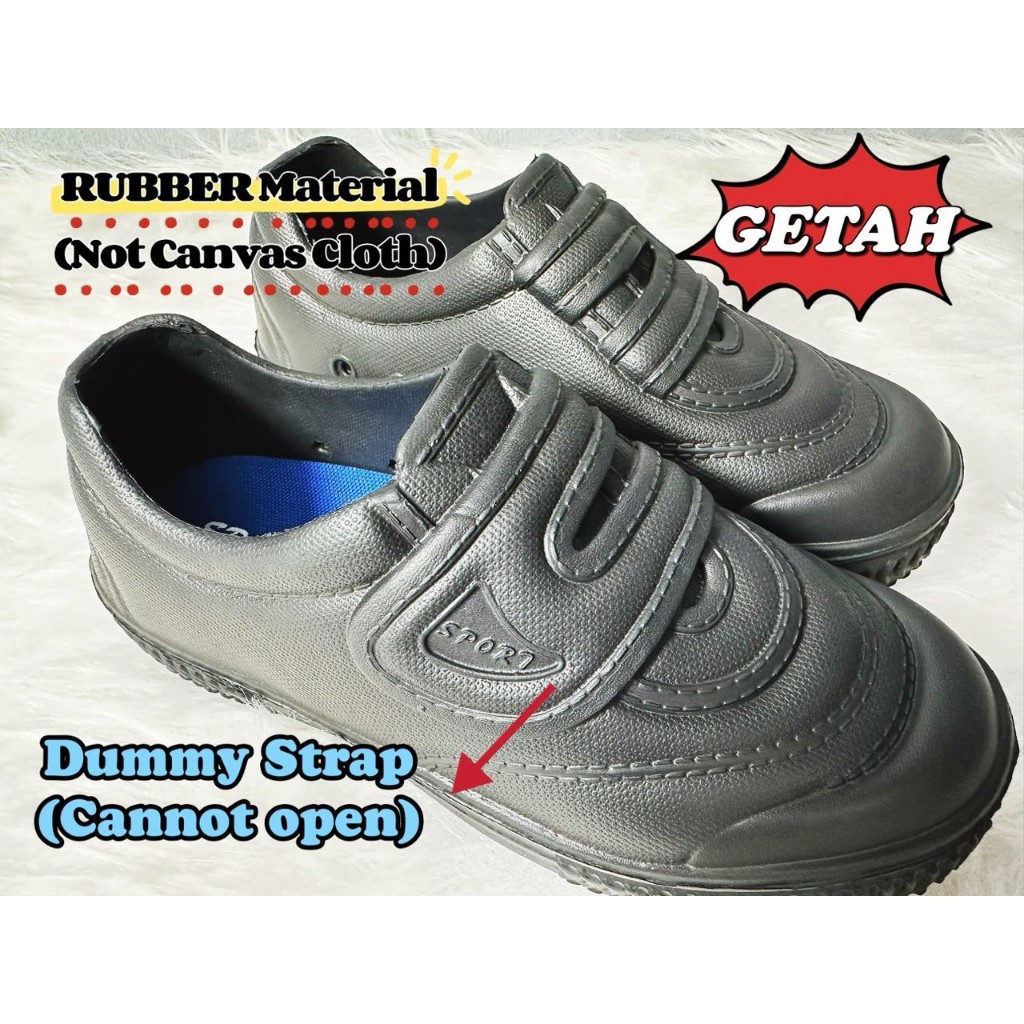 Black Rubber Shoe Rubber Boot For Hiking, Working, Trekking/ Kasut Getah  Hitam 6/39