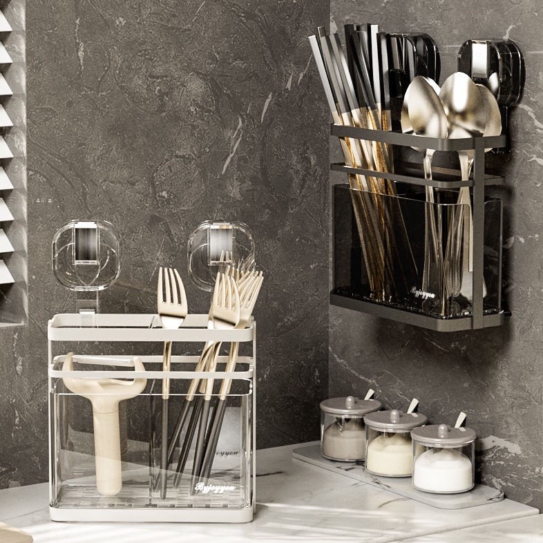 Suction Cup Wrought Iron Storage Rack Transparent Kitchen