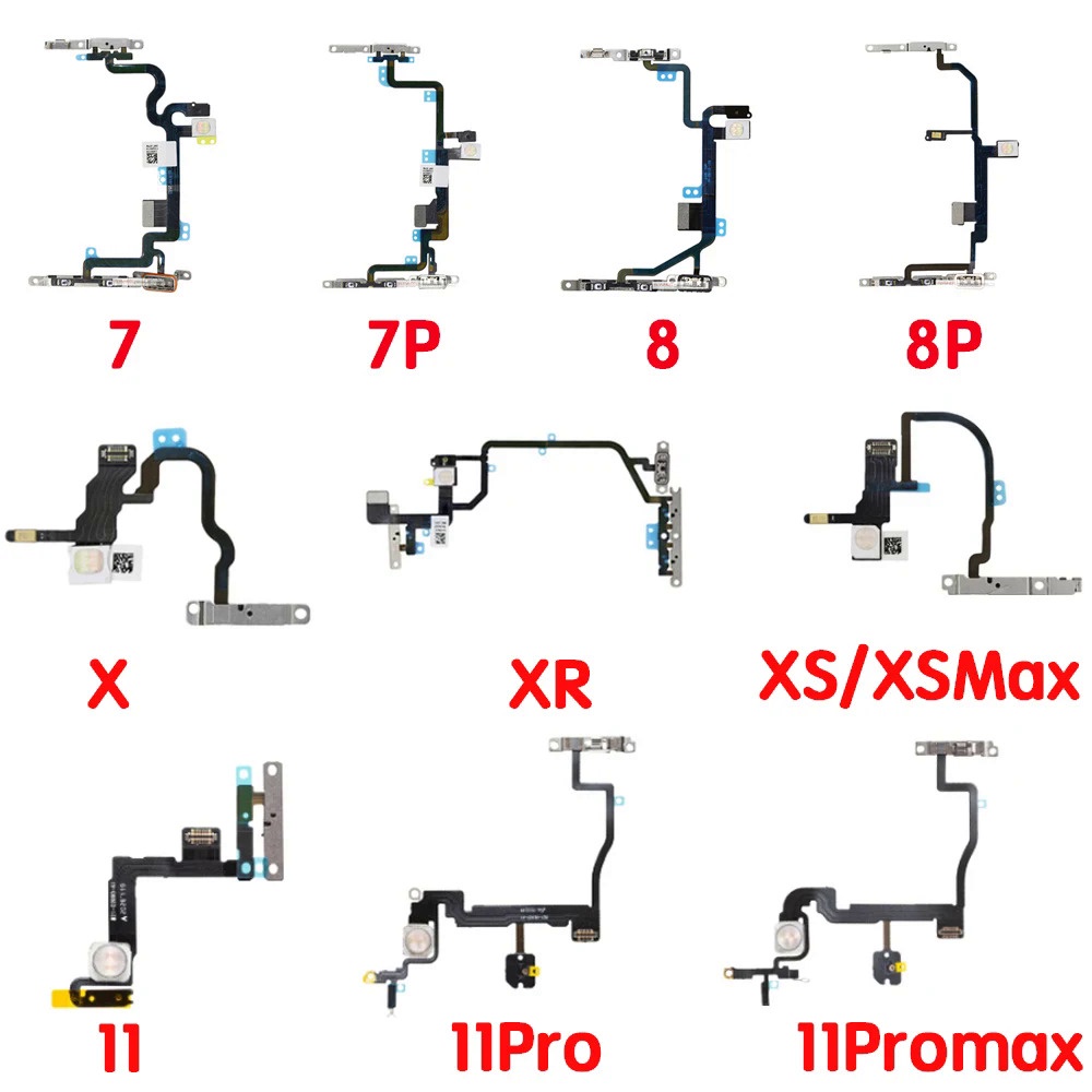 For iP 7 7P 8 8 Plus XR Xs Max Switch On Off Power Button With Flash ...