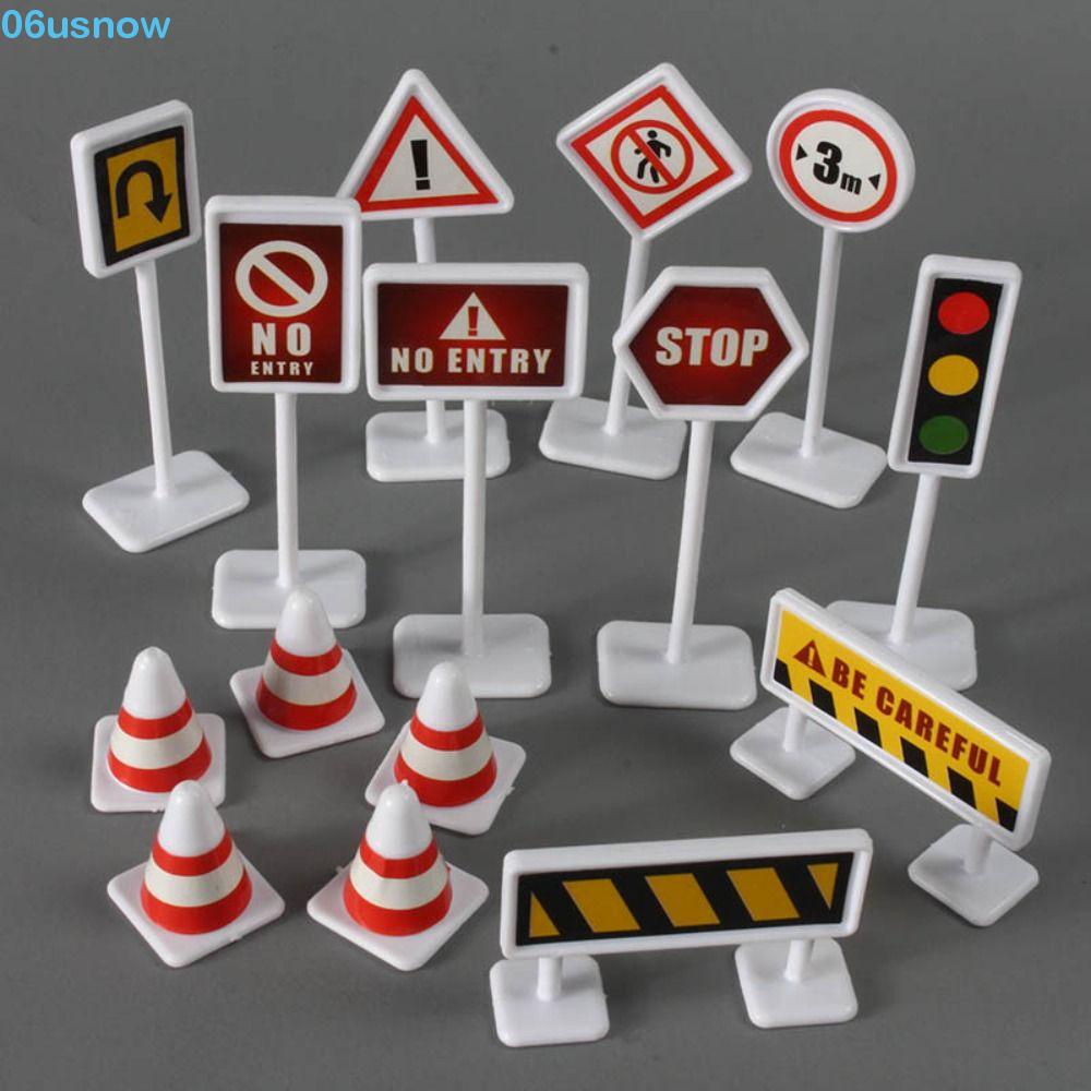 USNOW 15Pcs/Set Mini Traffic Signs Model Toy, City Traffic Puzzle ...