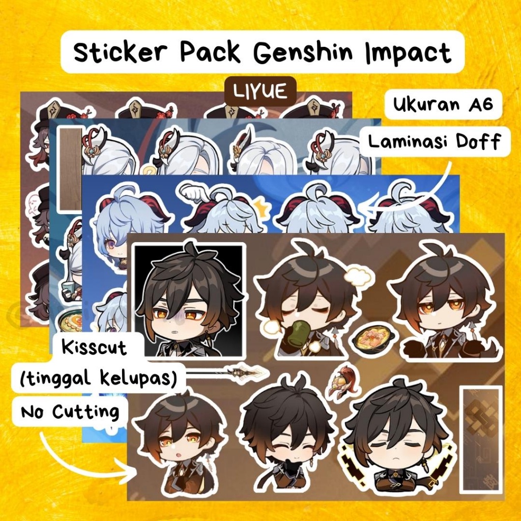 Mini Sticker Pack [LIYUE] Sticker Pack Genshin Impact A6 - Pre-cut ...