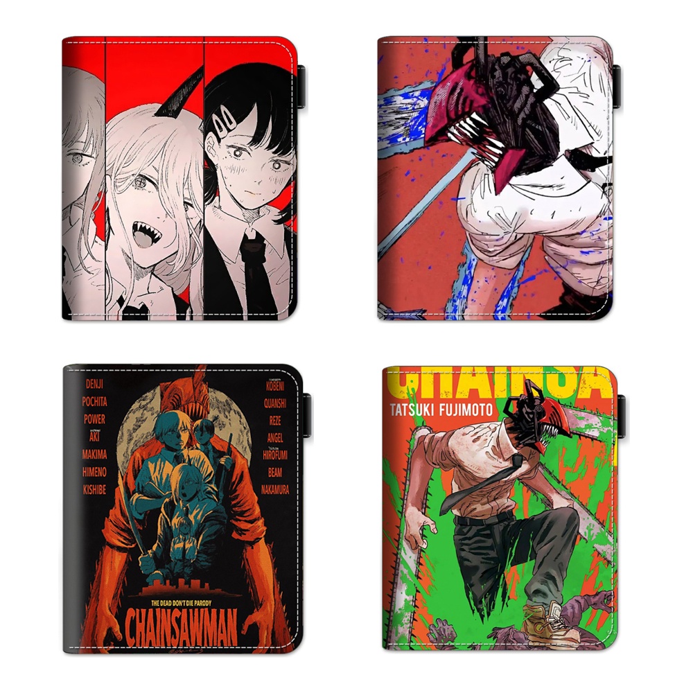 Chainsaw Man Short PU Leather Button Wallet Cute Cartoon Makima Pochita ...