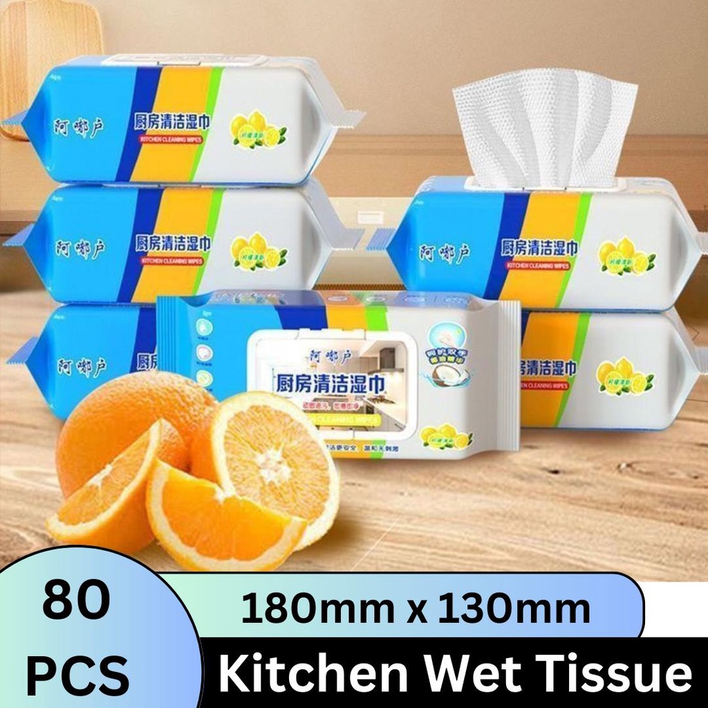 80pcs/pack Kitchen Wipes Disposable Wet Wipes for Heavy Oil