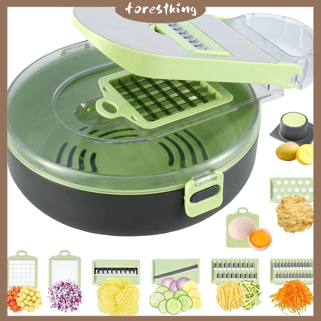 Vegetable Chopper Set with 8 Interchangeable 304 Stainless Steel Blades 12 in 1 Vegetable Slicer