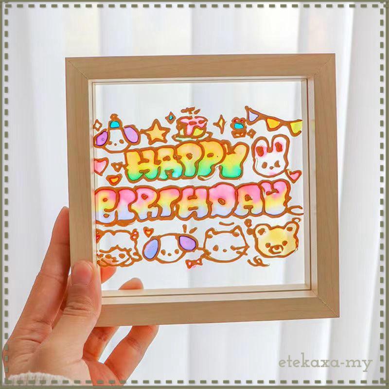 [EtekaxaMY] DIY Glass Painting Tools Set Wooden Frame Drawing Activity